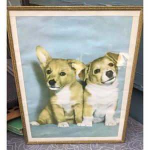 Vintage Puppies Framed Print Dogs metal frame cute